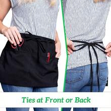 GREEN LIFESTYLE Water Resistant Waist Apron With 3 Pockets For Kitchen Staff And Restaurant Workers Reinforced Seams And Long Adjustable Strap Half Apron Design Ideal For Food Service Cooking And Catering Environments 12 Pack In Black For Durable And Practical Use - Server12Pack - Xem 6