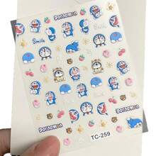 Doraemon 1 miếng dán móng tay hình hoạt hình dễ thương màu xanh dương, dùng để trang trí móng tay, quà tặng Giáng sinh, đồ trang trí Giáng sinh. - Nhiều màu - Xem 5