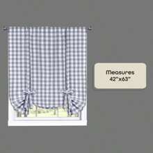Achim Home Decor - Par de Cortinas de Ventana fruncidas a Cuadros, 72 Pulgadas de Ancho, 63 Pulgadas de Largo, Cuadros es y Blancos, Cortinas de Campo filtrantes de luz para recámara, Sala de(Gris 106.7An x 160Al cm (1 Paneles)) - Multicolor - Ver 4