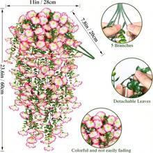 4 Pieces Of Artificial Spring Wedding Hanging Flowers, Spring And Autumn Artificial Flowers, Plastic Decorative Flowers, Garden, Wedding Decoration, Very Suitable For Weddings And Other - 粉色 - 查看 2