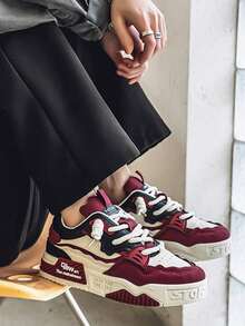 Zapatillas deportivas de hombre de corte bajo, cómodas, antideslizantes, ligeras y de moda, aptas para todo el año - Rojo - Ver 9