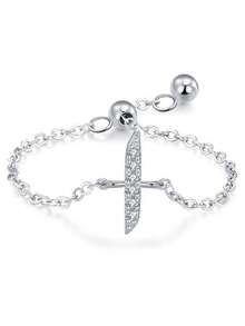 1 pièce Bague réglable minimaliste en lettre arabe en argent sterling 925, cadeau élégant pour les femmes pour le mariage, l'anniversaire, la fête des mères - Argent - Voir 30