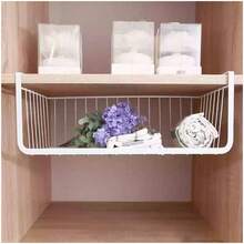 2 piezas Cestas de almacenamiento bajo el gabinete, Cestas de almacenamiento de alambre metálico colgantes para cocina, oficina, sala de almacenamiento, baño y gabinetes - Multicolor - Ver 5