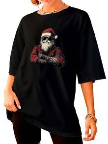 Camisa Camiseta Over Papai Noel Gangster Streetwear  Unissex ref4178 - Preto - Visão 5