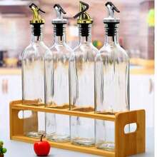 1pc Glass Oil Bottle, Suitable For Storing Vinegar, Liquid Seasonings For Cooking, Baking, Salad, Grilling, Kitchen Storage Container, Oil Bottle, Kitchen Utensil, Glass Bottle - Multicolor - View 6