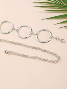 1 件女士银色金属闪亮圆形腰带，百搭腰链，复古时尚设计，适合连衣裙、夹克、牛仔裤，适合日常穿着和活动，夏季、学校秋季、秋季、万圣节 - 銀色 - 查看 4