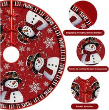 AKASENKO Falda para Arbol de Navidad,Tela de Felpa Faldas de árbol,Rojo Falda del árbol de Navidad,Muñde Nieve Navidad Decoración,Decoración de la de Navidad (Muñde Nieve, 48in/122) - Muñeco de nieve - Ver 10