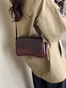 Vintage Floral Pattern Patchwork Women Crossbody Shoulder Bag - Coffee - View 4