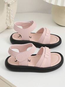 Giày sandal Mary Jane dễ thương và đơn giản cho bé gái, mũi giày màu hồng có khóa dán thời trang, giày công chúa đế mềm nhẹ, phù hợp với mọi mùa - Hồng - Xem 2