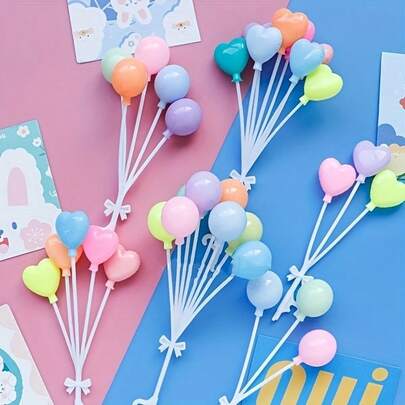 1 束 8 个光泽球形蛋糕装饰，迷你气球金属蛋糕装饰，生日蛋糕配件