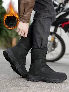New High-Top Breathable Warm Lining Men's Outdoor Work Boots, Trainning Boots, Suitable For All Seasons, Unisex - Black - View 16