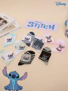 Disney 5 Pairs Stitch Cartoon Cute Personalized Kids Socks, Funny Fashion Casual Comfortable Odor-Resistant Moisture-Wicking Student Socks, Practical And Stylish, Patterned Sweat-Absorbing Low-Cut Socks Suitable For Daily Wear, Back To School And Holiday Gifts, Fast Delivery, Christmas Gift For Kids