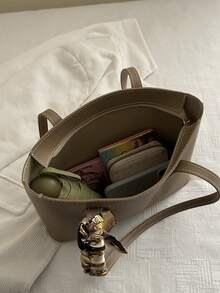 复古女士腋下包，大容量单肩包，新款时尚个性ins风手提包，带围巾 - 彩色 - 查看 5