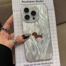 Dog 1pc Cute Dachshund Pattern High-End Feather Soft IMD Shockproof Minimalist Phone Case, Compatible With IPhone 11 12 13 14 15 16 17 Pro Max - Multicolor - View 3