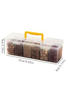 1pc Kitchen Cabinet Handheld Spice Storage Box 6-In-1 Set, Plastic Airtight Seasoning Container, Condiment Organizer