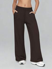 6pecil Women's Wide Leg Casual Pants With Pockets, Yoga Sweatpants, High Waist Loose Pants, Flowy Long Trousers, Spring/Summer Casual Pants, Women's Sports Pants - Brown - View 10