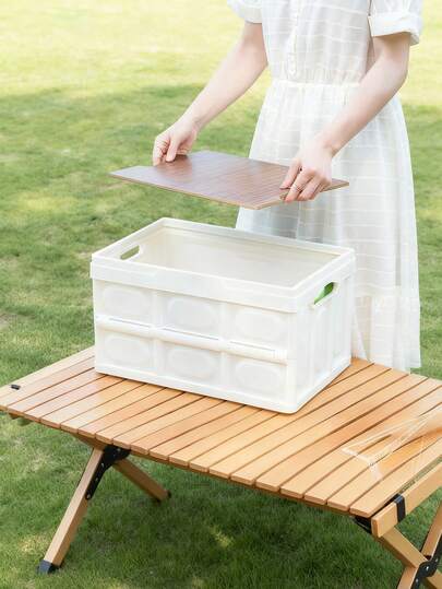 1pc Portable Foldable Storage Box With Lid, Outdoor Camping, Car Trunk, Home Organization