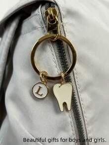 Personalized Dentist Themed Tooth Keychain Gift - White Teeth - View 6