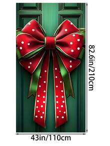 1 pezzo Fiocco decorativo per cornice della porta in poliestere per Natale - Senza elettricità necessaria, grande striscione natalizio, design di scatola regalo di Natale, decorazione per la casa, cartello appendibile per porta natalizia, decorazioni natalizie, regali di Natale