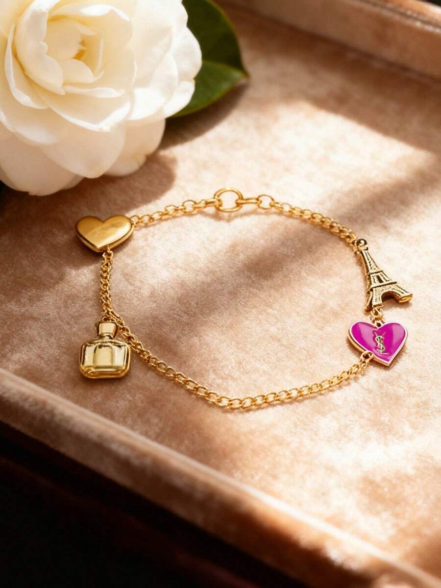 Yves Saint Laurent Lady's Mobile Phone Decorative Chain, Key Decorative Chain, Sweet And Cute, Exquisite, High Quality, Suitable For Daily Use, Gift For Friends, Gift For Festivals, Gift For Anniversaries - Gold - View 1