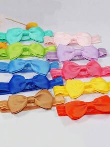 20 piezas Diademas con moño de satén para niñas bebés, adecuadas para bebés, niños pequeños, niños, recién nacidos, regalo del Día de San Valentín - Multicolor - Ver 4
