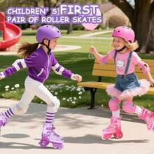 Nattork - Patines de ruedas para niños pequeños, 4 tamaños ajustables de tres ruedas para niñas de 3 a 7 años con divertidas ruedas iluminadas y protección de , regalo de cumpleaños para(Sueño púrpura X-Small(7C-9C)) - Multicolor - Ver 8