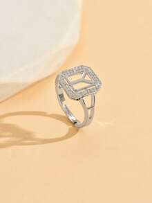 1. 时尚精致的26字母锆石戒指，夏季新款女士首字母开口戒指 - 白色 - 查看 13