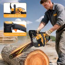 20-Inch 63CC Gas Powered Chainsaw, 2 Stroke Handed Petrol Gasoline Chain Saw With Ergonomic Handle, Small Vibration Cordless Logging Saw Woodworking Tool - 黃色 - 查看 4