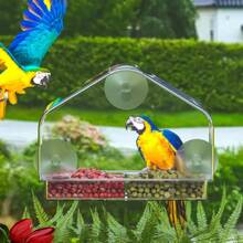 Window Bird Feeder With Strong Suction Cups – Clear Acrylic BirdFeeders Viewing Cardinals,Transparent Acrylic Birdhouse For Bird Watching Gifts For Cats,,With Drain Holes,Removable Tray,28998182 - 彩色 - 查看 5