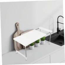 Estante extensible para fregadero de cocina, estantería extensible para armario, disponible en uno o dos niveles, diseño que ahorra espacio, apto para guardar freidoras sin aceite y microondas. - Blanco - Ver 7