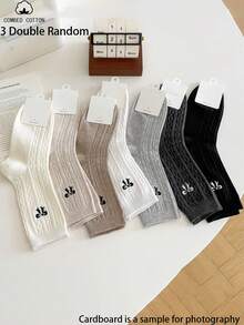 1/3/5双装女士休闲透气棉袜，蝴蝶结设计，柔软舒适，适合日常、居家、办公、学校、运动穿着。 - 彩色 - 查看 8