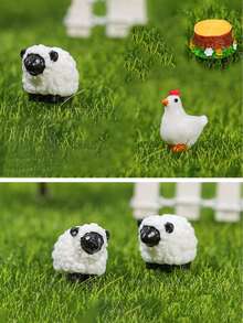 5pcs/Set, 12/24pcs/Set Mini Chick, Lamb Figurines, Cute Decor For Garden, ABS Micro Landscape Ornaments, Home Decor, Garden Decoration - Multicolor - View 6