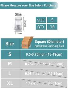 4/8/16/24 件椅腿地板保护垫 - 厚 TPE 硅胶家具滑块，透明椅套，用于降噪和地板保护，耐用家具脚垫，适用于桌椅、沙发和咖啡桌（圆形、方形） - 透明淺灰 - 查看 16