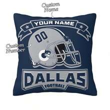 1pc Customized Name Pillow Case, Personalized Football Helmet Single Side Printed Cushion Cover, Suitable For Football Fans, Custom Single Side Printed Pillow Cover, Gift For Family, Loved Ones Or Yourself