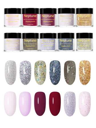 12色海王星指甲油套装，闪亮亮片指甲油，持久鲜艳色彩，DIY美甲畅销款