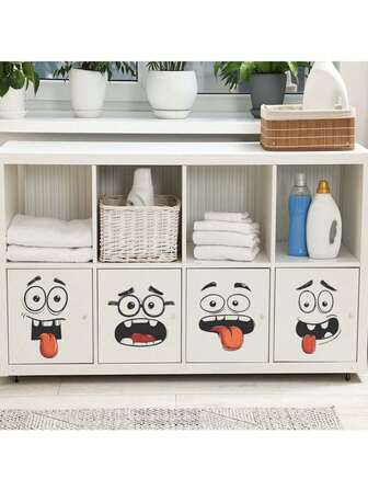 1张卡通贴纸，包含许多吐舌头的表情 - 装饰性PVC贴纸 - 可移除自粘易撕贴纸 - 家居装饰 - 为您的生活增添新意 - 节日装饰贴纸 - 生日和毕业礼物