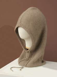 1件套男女通用100%羊毛针织拉法帽围巾套装，时尚保暖防风护耳帽围巾组合，适合秋冬季节 - 彩色 - 查看 12