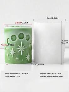 Sun And Moon Relief Cylindrical Candle Making Mold - Featuring Retro Moon And Star Design, Reusable Silicone For Artistic Candles, DIY Home Decoration, Spiritual Gifts, Wax And Resin Crafts With Heat Resistance - 白色 - 查看 9