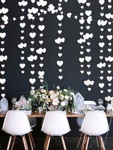 2件/1件白色心形花环装饰套装，双面珍珠纸心形花环丝带，适用于婚礼、新娘送礼会、订婚纪念日、情人节、单身派对装饰，闪亮心形背景，冬季派对用品 - 彩色 - 查看 9