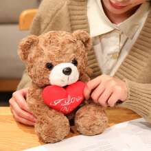 1个可爱卡通情人节玫瑰花束泰迪熊毛绒玩具，柔软填充泰迪熊，带爱心，适合作为婚礼/求婚/送给女友/闺蜜的情人节礼物 - 彩色 - 查看 9