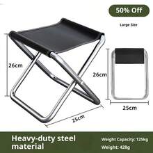 承重250磅的露营凳，加厚户外露营椅，轻便露营凳，钓鱼凳，适用于户外、旅行、徒步、钓鱼和海滩，便携式家用凳（黑色）