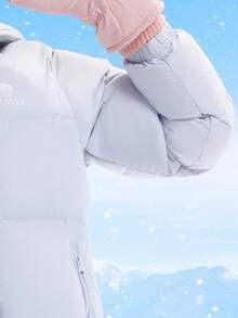 CAMEL CROWN Áo khoác lông vũ ngoài trời cho bé gái tuổi teen, áo khoác mùa đông ấm áp có mũ trùm đầu lót lông vũ mới cho bé gái, áo khoác ngoài lông vũ mềm mại. - Tương Phi Xanh - Xem 3