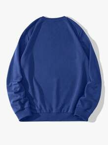 K-GLORY 男士休闲街头百搭纽约英伦元素印花圆领套头卫衣 - 藍色 - 查看 4