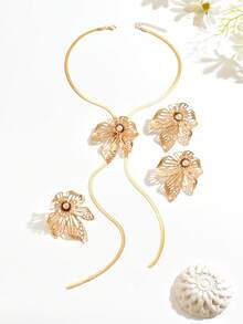 3pcs/Set New Creative Floral Elegant Fashion Y-Shape Snake Chain Personalized Daily Outfit Set, Autumn/Winter