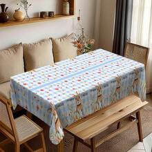 1pc Blue Plaid Easter Bunny Tablecloth, Cute Holiday Style Dining Table Decor, Durable Polyester Fabric, Easy To Clean, Essential For Family Gatherings, Suitable For Daily Dining Room, Living Room, Outdoor Picnics, Easter Theme Parties, Indoor/Outdoor Use - Multicolor - View 6
