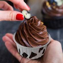 50Pcs Aluminum Cups With,5oz Disposable Ramekin Baking Cups Muffin Liners Mini Pie Pans Foil Cupcake Containers For Christmas Party Wedding Party,Cow Print - Cow Color - View 6
