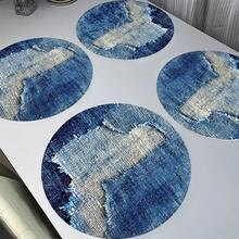 4 Round Dining Table Decorative Mats - Cracked Denim Texture Dark Blue Distressed Raw Edges, 15.0inch Polyester Dining Table Decorative Mats, Suitable For Spring And Summer Kitchen Restaurant Party Decoration, Hand Wash Only, Country Style Decoration| Texture Surface, Dining Table Decoration, Festive Table Setting, Distressed Texture, Durable Tableware, Decorative Table Mat, Home Decor, Festive Table Setting, Vintage Aesthetic, High-Quality Textile, Tableware Set, Festive Host, Round Vintage Table Mat, Dining Table With Chairs, Suitable For Two-Person Restaurant, Round, Festive Table Decoration, Festive Table Setting, Texture Surface, Rustic Style Placemat, Linen Texture, High-Quality Textile, Small Dining Table Setting, Holiday Host - Nhiều màu - Xem 4