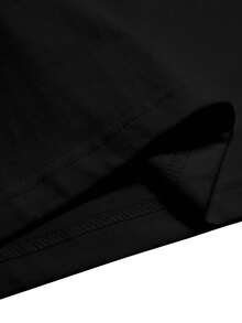 Women's T-Shirt For Various Occasions, Plain Print, Cotton Blouse, Casual, Cute, Premium Knit, Short Sleeve, Round Neck Shirt - 黑色 - 查看 3