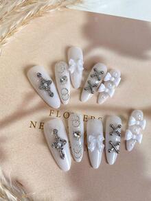 White Style Spicy Girl, Exquisite Heavy Industry, High-End White Display, Medium To Long Punk Style, Wearable Nail Art, Detachable Press On Nails Nail Supplies Nails - Multicolor - View 15