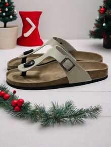 软木拖鞋、人字拖、男女通用夏季沙滩凉鞋，适合所有季节 - 米色 - 查看 4